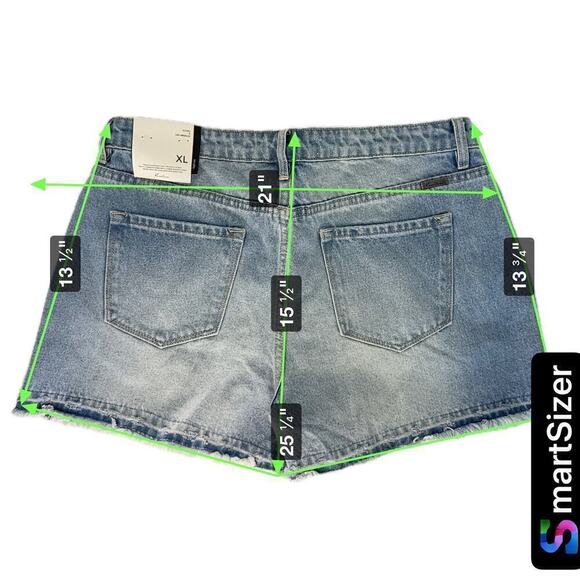 NWT Kancan Ultra High Rise Button Fly Jean Short size XL, Light Wash, Distressed - Picture 11 of 16